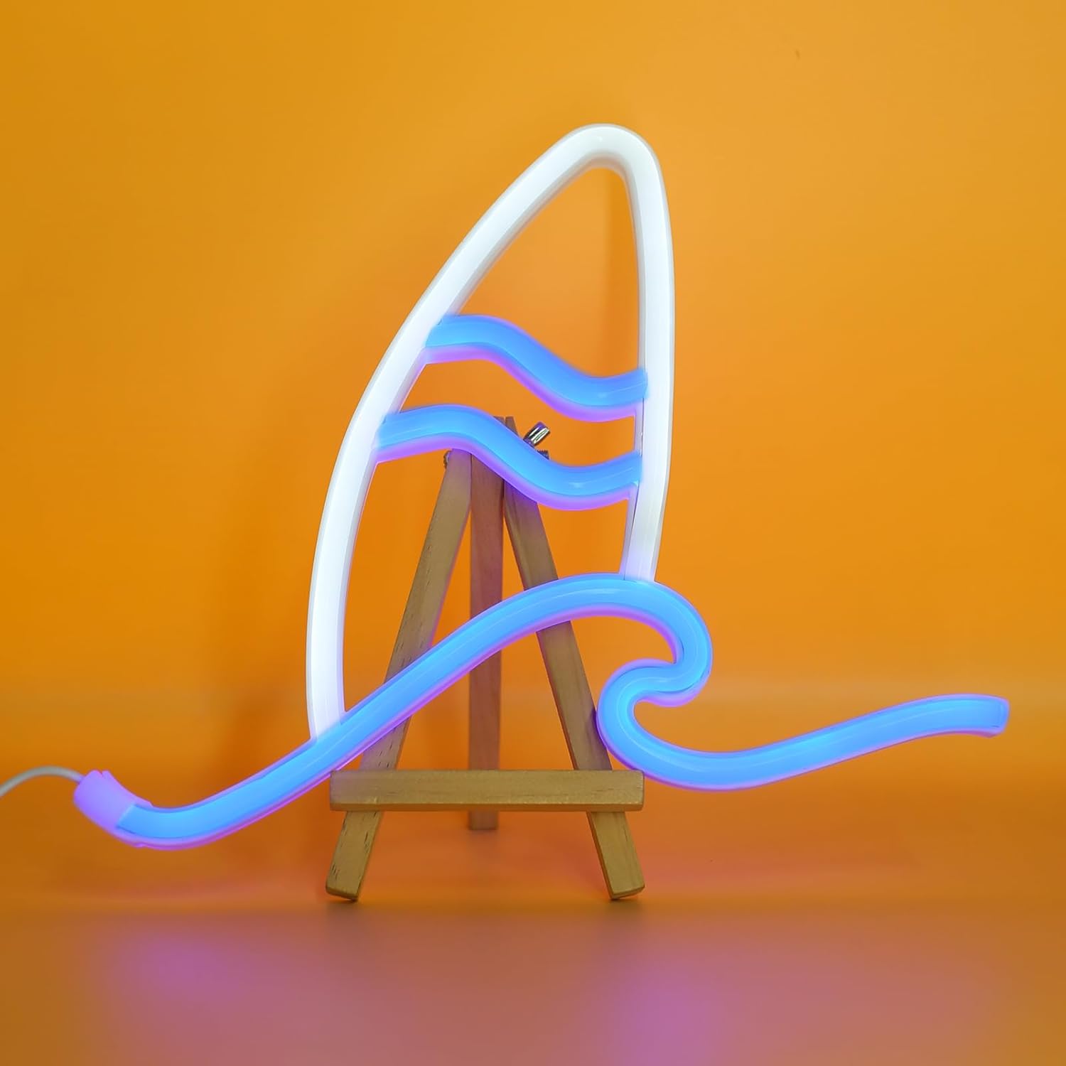 Letreros de neón de olas para decoración de pared, luz LED de neón de ondas de playa, tabla de surf, sala de sufer, agua de mar, olas del océano,