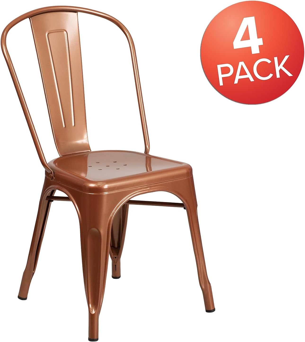Flash Furniture – Silla apilable de metal para interior y exterior, Metal, Cobre