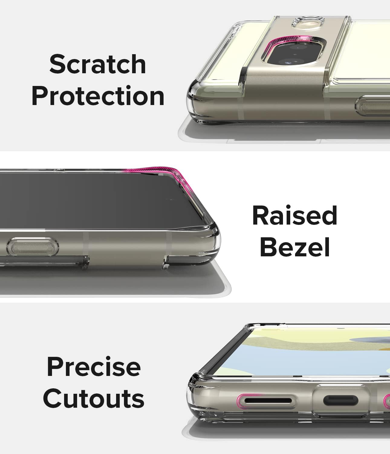 Ringke Fusion recortes precisos para lentes de cámara Compatible con Google Pixel 7, a prueba de golpes, transparente, para mujeres, hombres,
