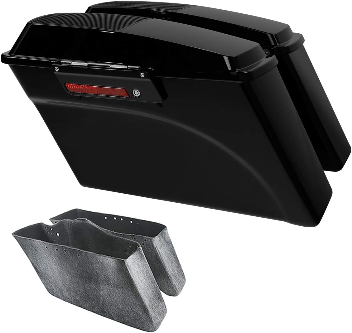 TCMT Alforjas duras de 6 x 9 pulgadas, tapa de altavoz, llave y forros, inserción de alfombra para Harley Touring Modelos CVO Road Glide Road King