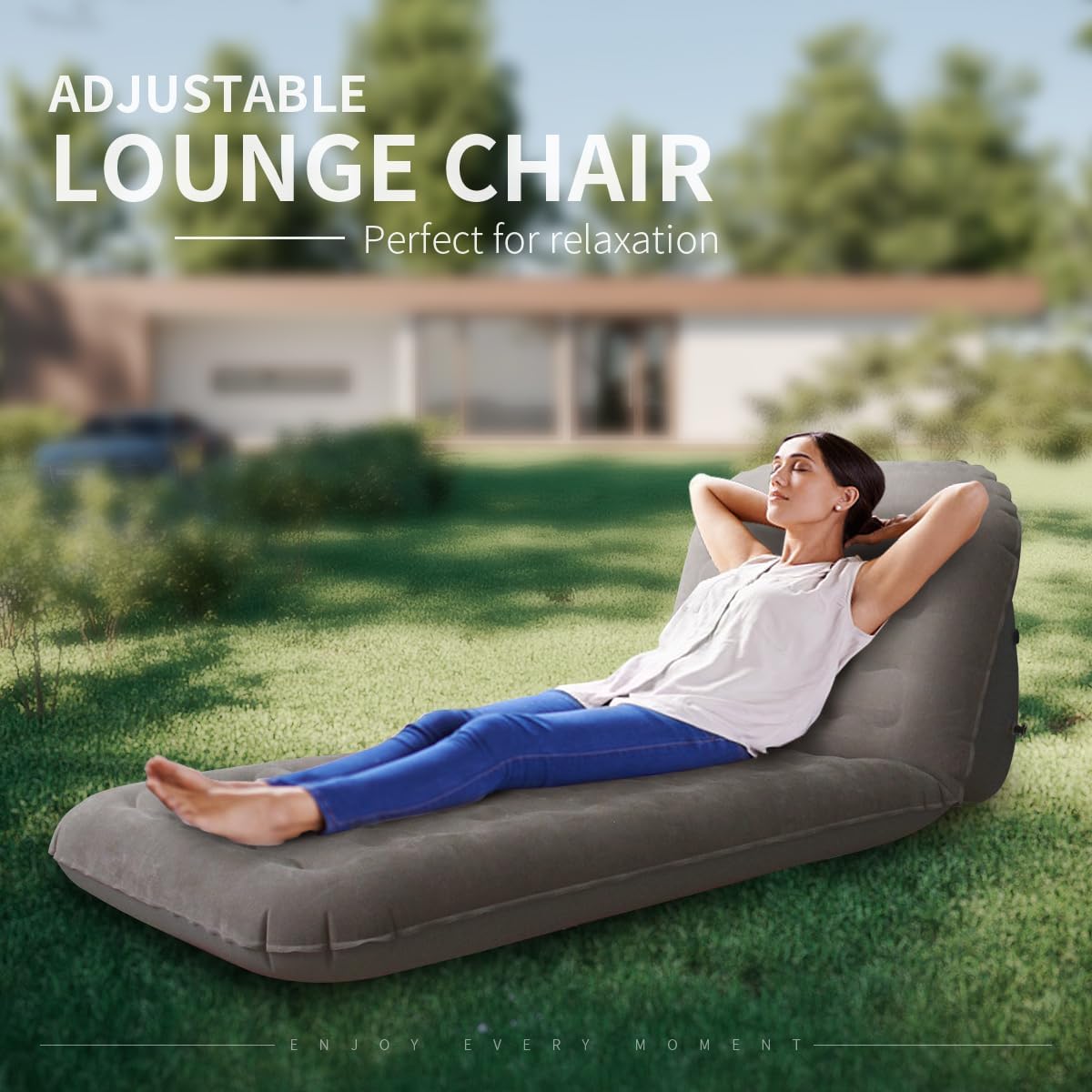 Baiao Sillón inflable para sofá, con bomba de aire, respaldo reclinable ajustable, colchón de aire para camping, interior, sala de estar, dormitorio