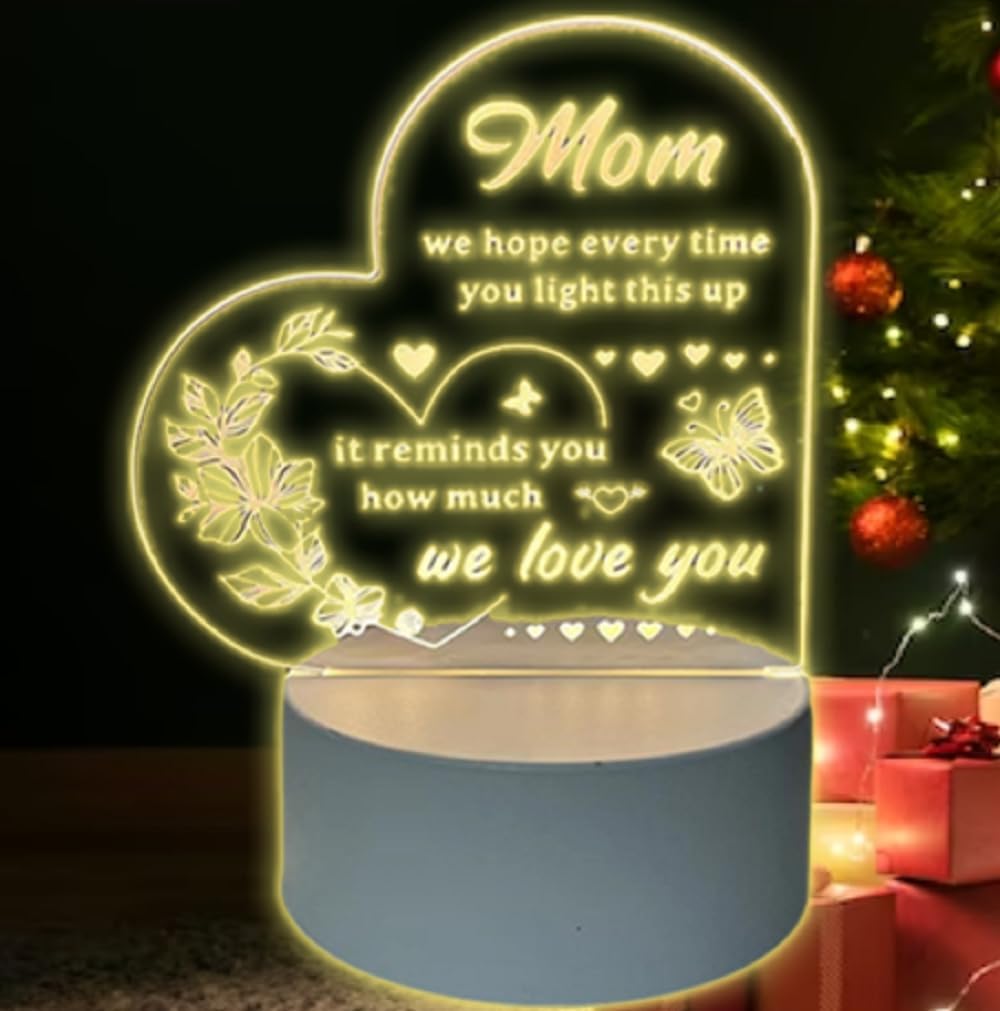 Regalos para mujeres, regalos de cumpleaños para mamá, regalos de Navidad para mujeres, lámpara de luz nocturna grabada en acrílico, regalos para