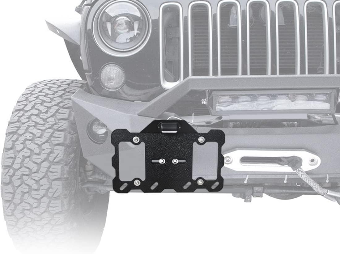 SUORTO – Marco universal para matrícula frontal con luz LED para el anillo en D de parachoques compatible con Jeep, Ford, Dodge, Chevy, GMC, Nissan,