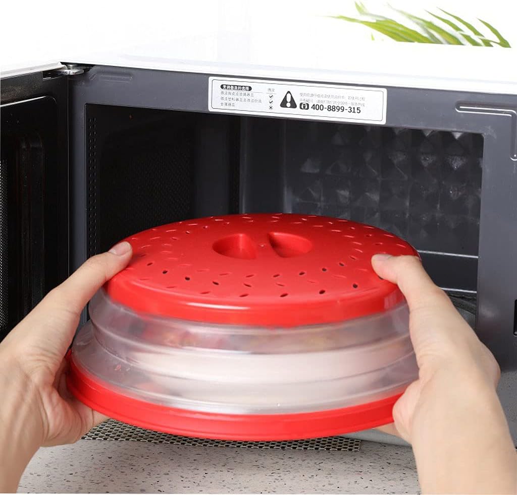 Cubierta plegable para salpicaduras de microondas para alimentos con alfombrillas de silicona, 10.5 pulgadas, apta para lavavajillas, cubierta de
