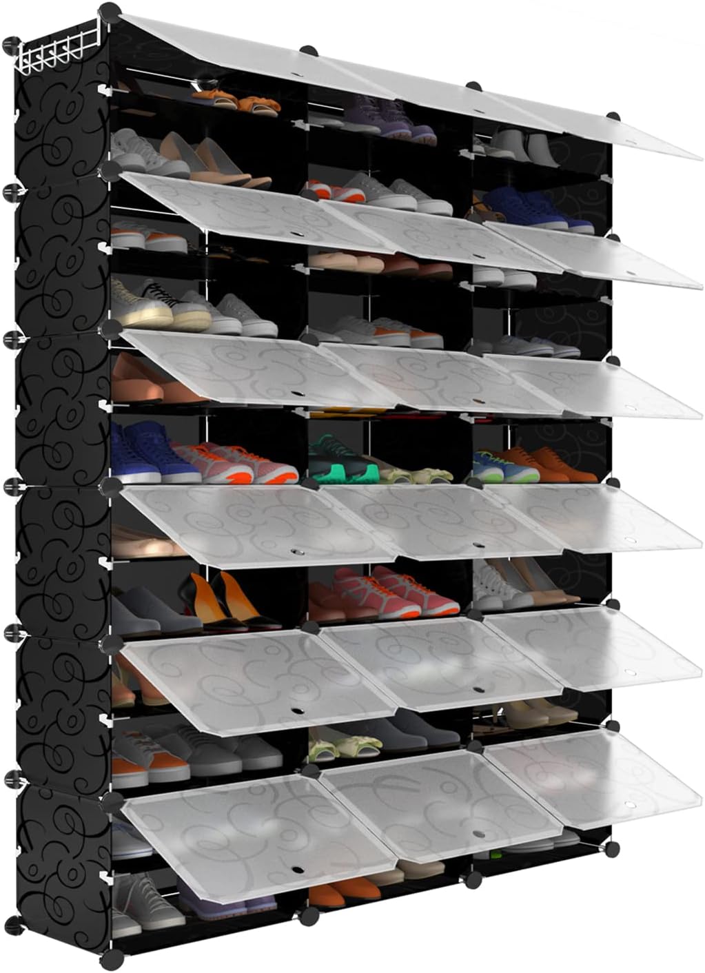 Zapatero organizador de 72 pares portátil de almacenamiento de zapatos, armario estrecho apilable, ahorrador de espacio para armario, entrada,