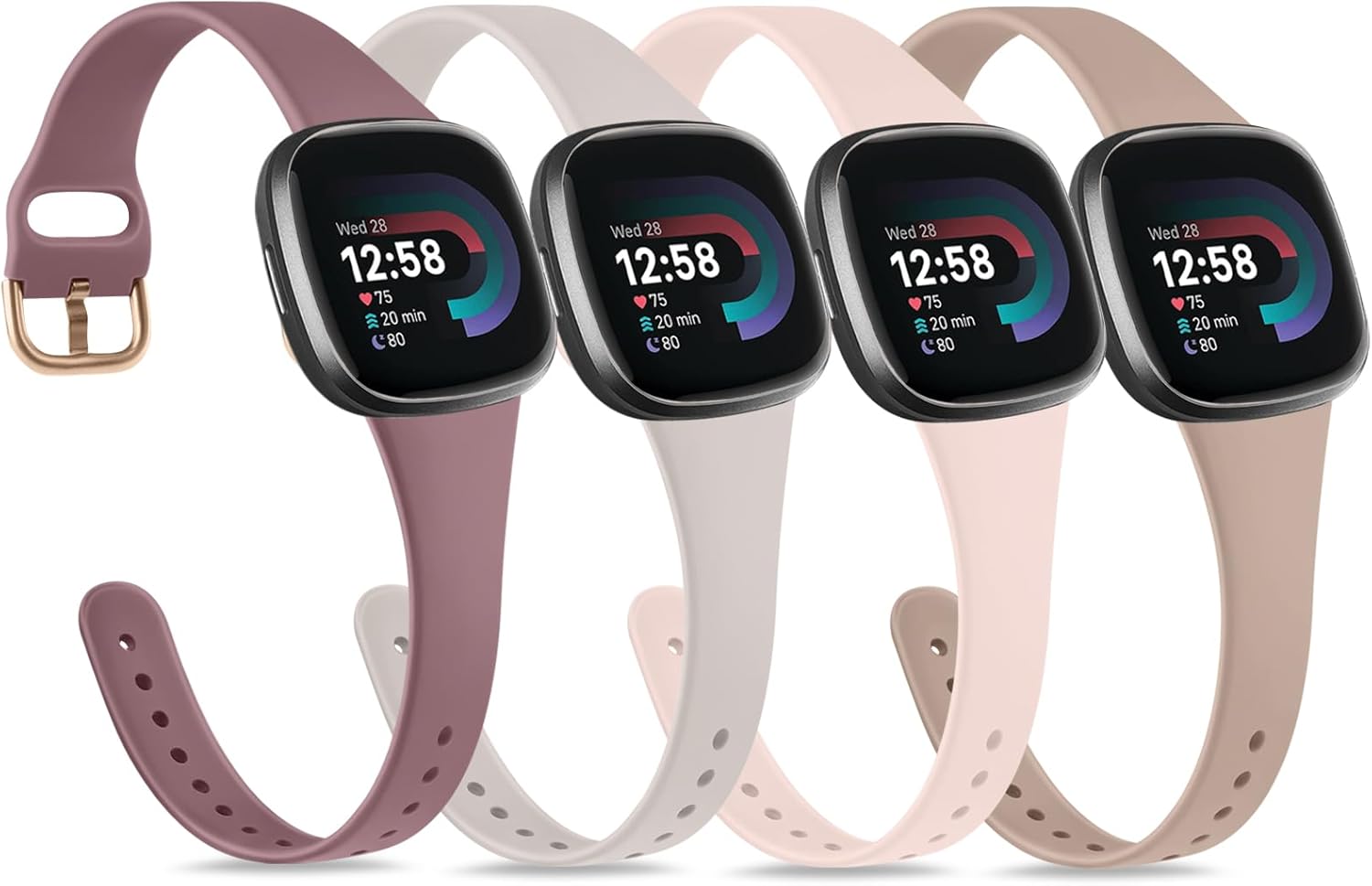 Tobfit Correas deportivas delgadas compatibles con Fitbit Versa 4, Fitbit Versa 3, SenseFitbit Sense 2, correas de reloj para mujeres y hombres,