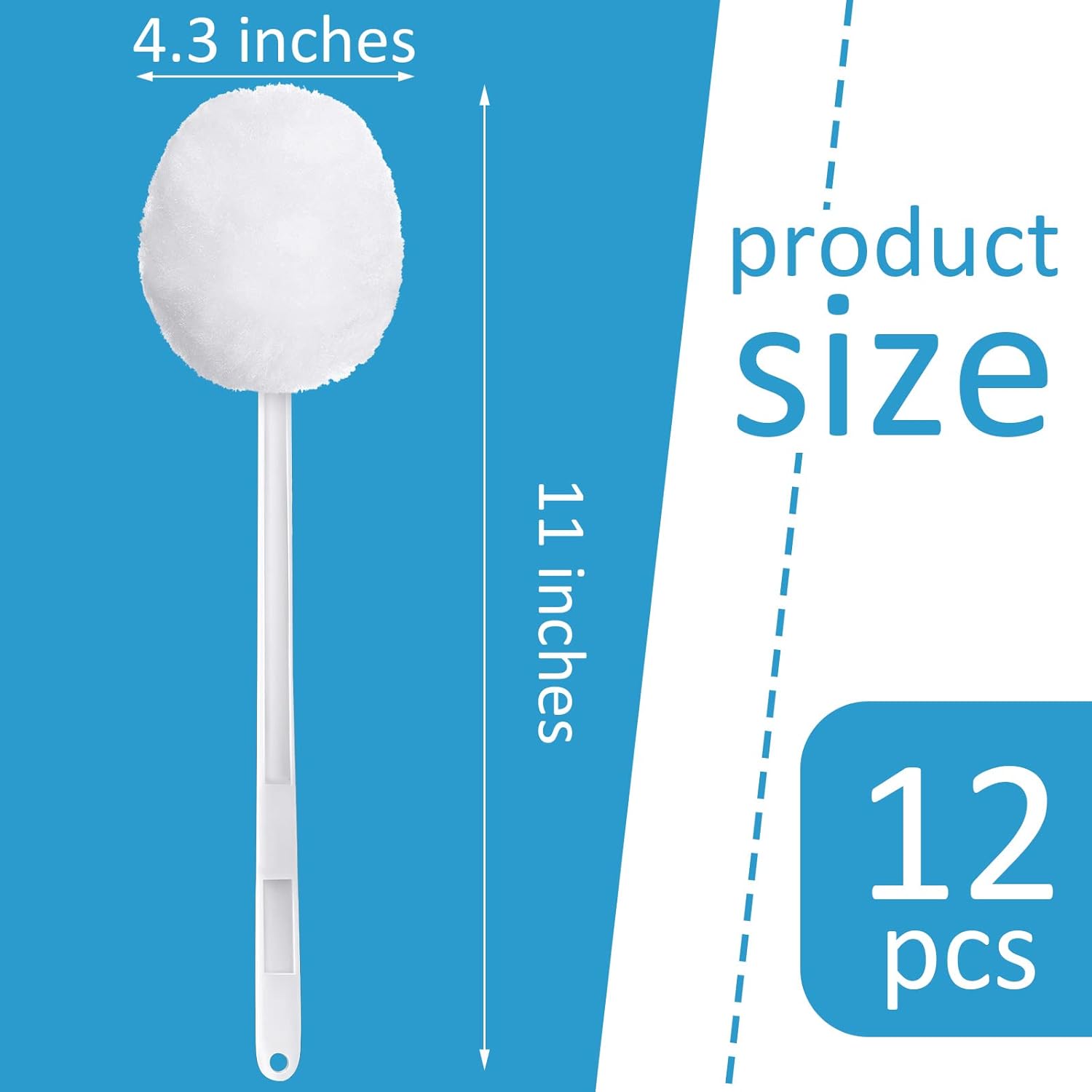 Paquete de 12 cepillos para inodoro de color blanco, suave, limpiadores de inodoro, cepillo de inodoro desechable, mango de plástico, trapeador de