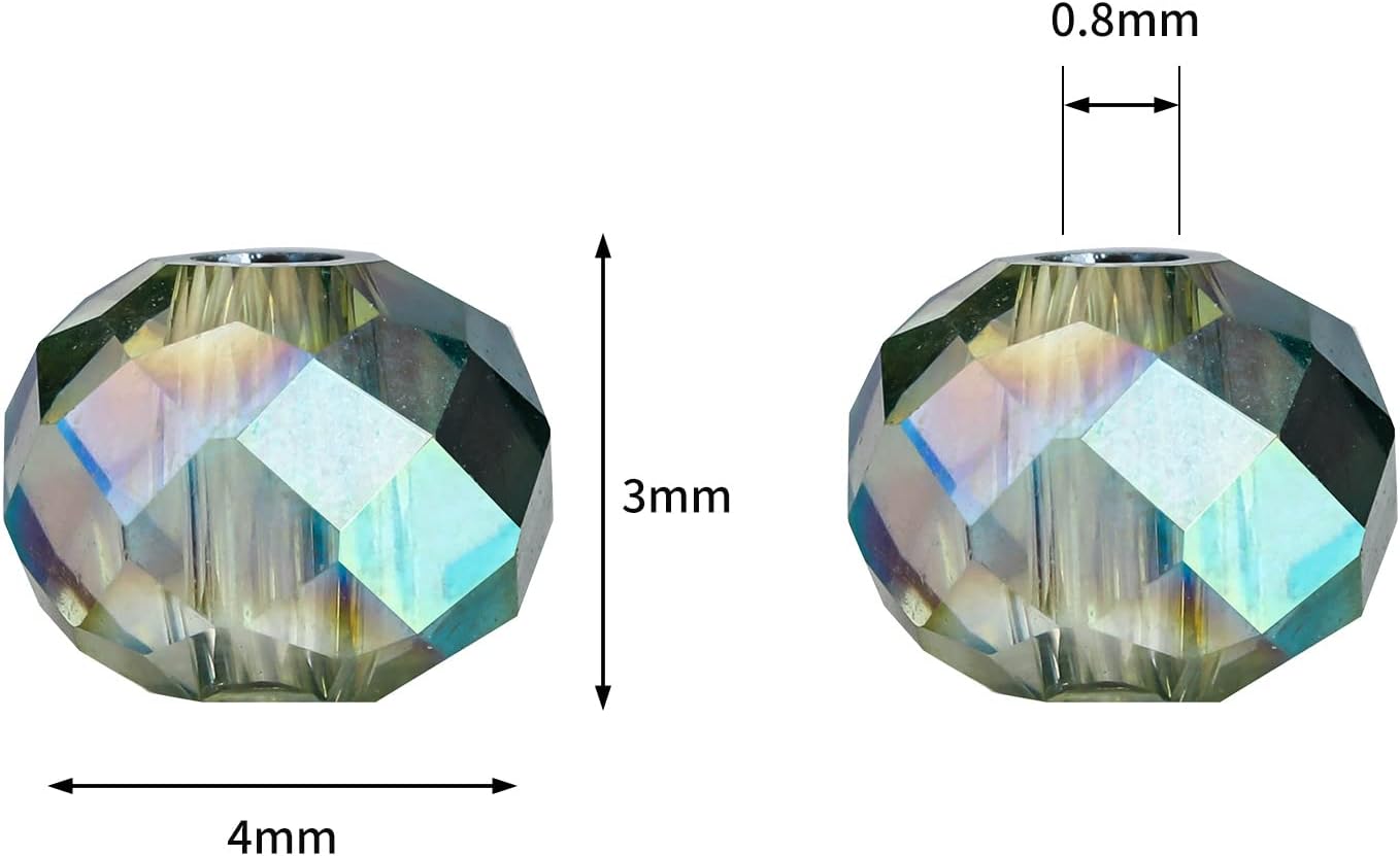 Cuentas de vidrio Rondelle verde transparente de 0.157 in para fabricación de joyas, 1200 cuentas espaciadoras de cristal facetadas en forma de
