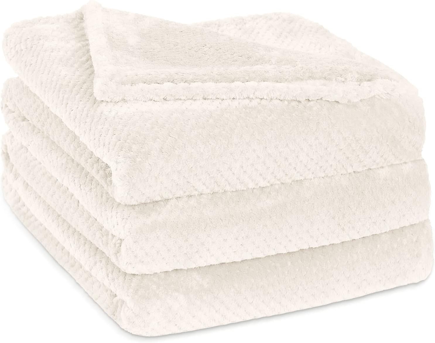 GAGAHAO Manta de vellón, tamaño individual, manta mullida para sofá, suave, cálida, acogedora, decorativa, gruesa, para cama y sofá (blanco crema,