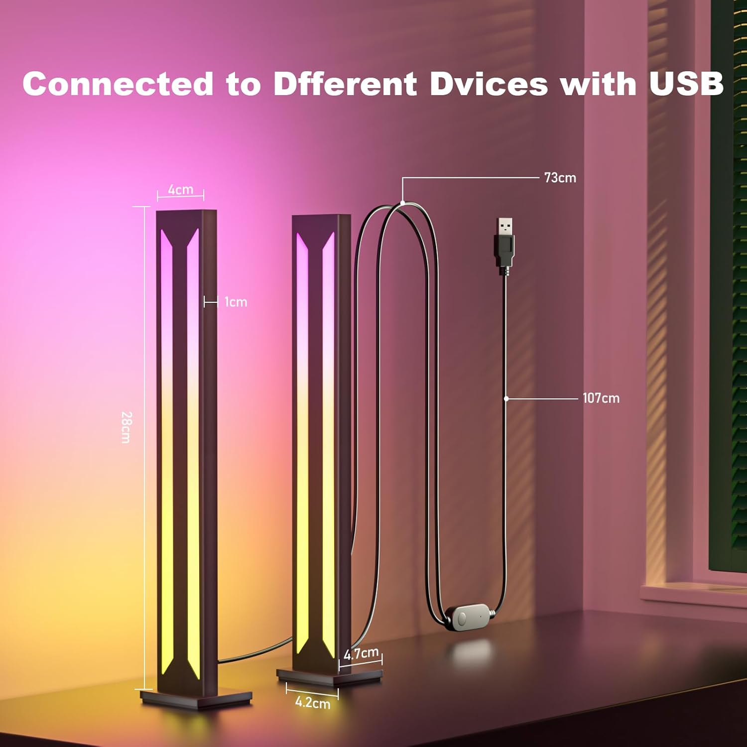 bedee Barra de luz LED inteligente 2 paquetes de barras de luz RGB 16 millones de colores que cambian de color, sincronización de música, control de