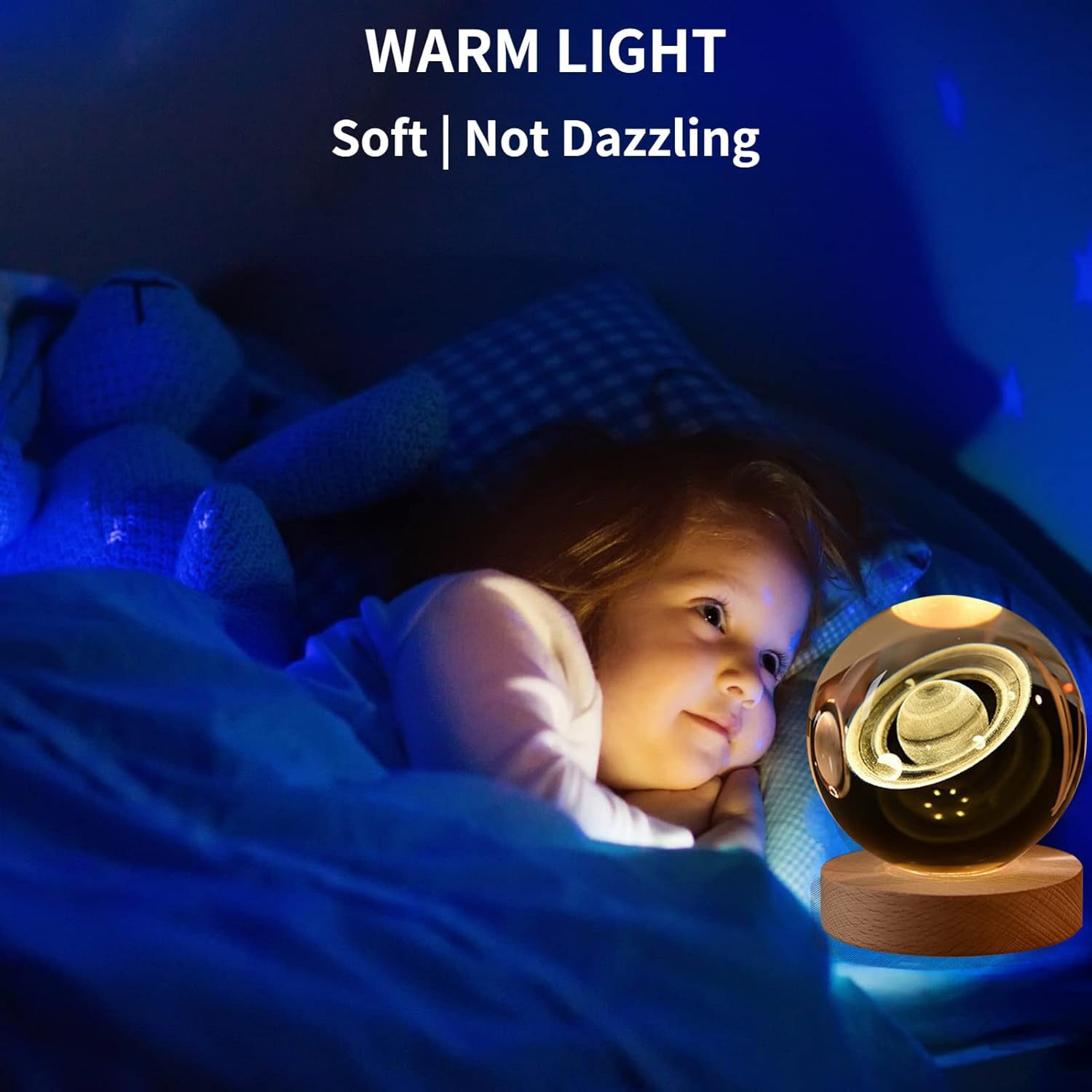 WXCGX Bola de cristal, bola de cristal con base LED, bola de cristal de galaxia 3D, luz nocturna de bola de cristal transparente para ella, regalo