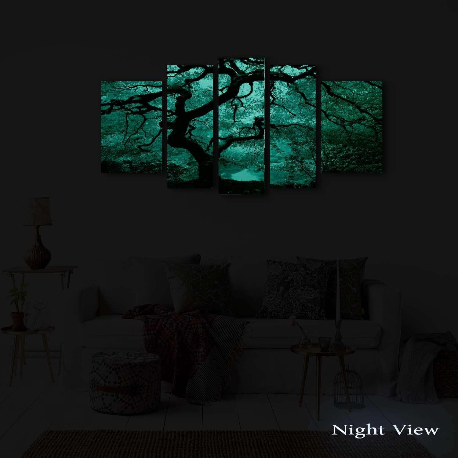 Startonight Lienzo decorativo para pared, diseño de arce, arte de pared enmarcado con naturaleza, 36 x 71 pulgadas, juego de 5