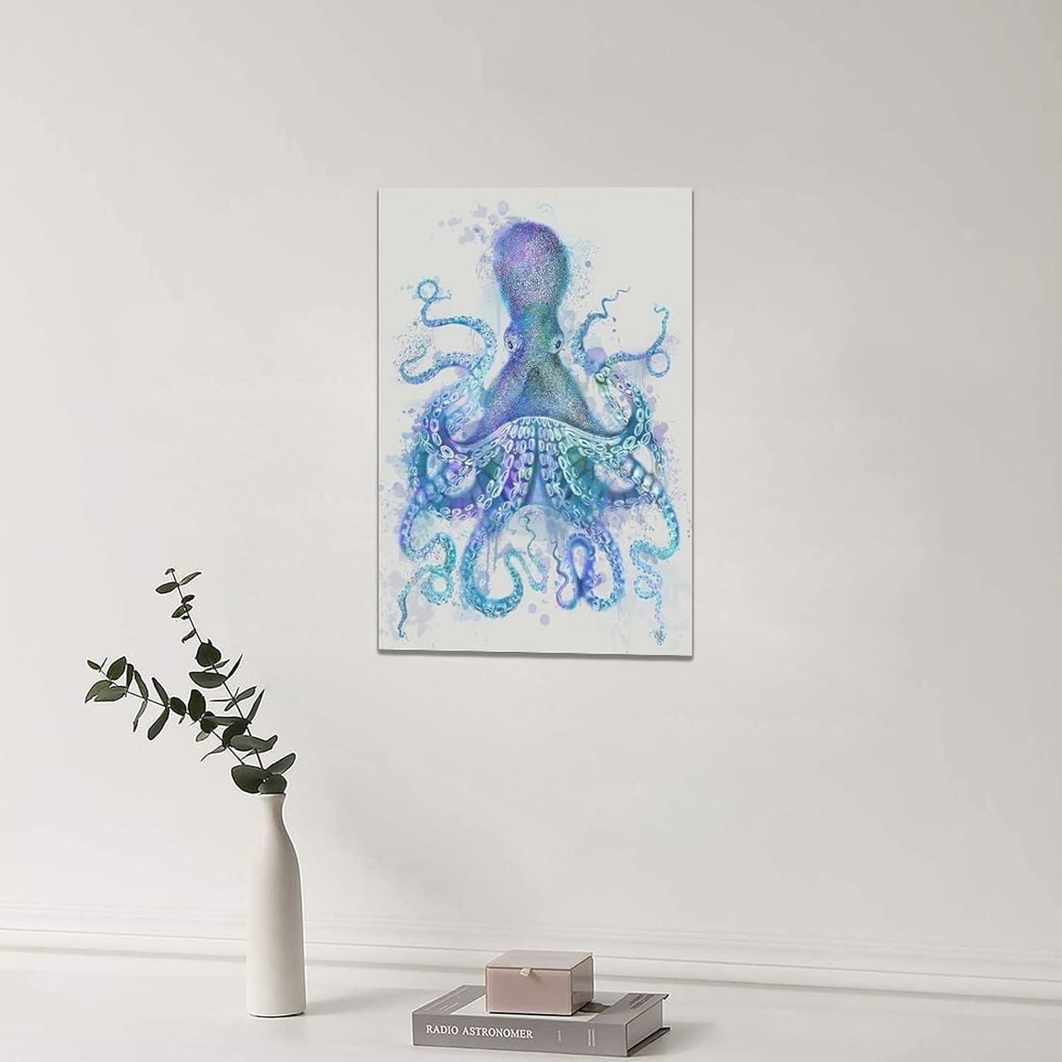 Lienzo de pulpo azul océano, impresiones artísticas para pared, cuadros de animales marinos, vida marina, arte enmarcado, decoración del hogar para