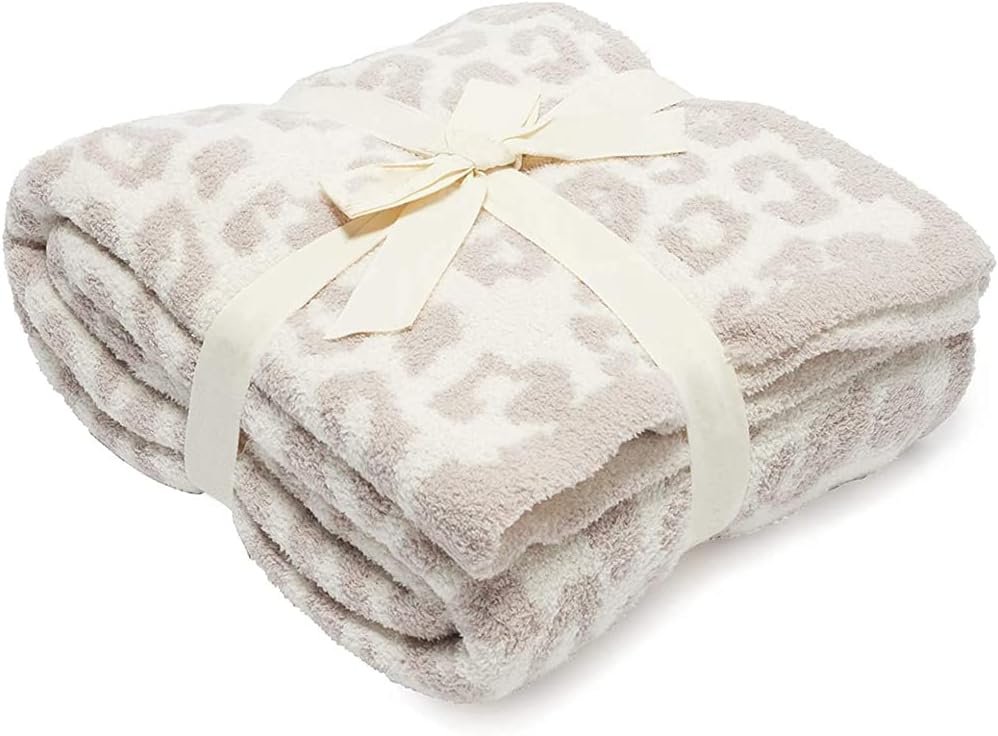 Moonase Manta suave y peluda, manta de leopardo, acogedora manta de microfibra de felpa cómoda para sofá, cama, lavable a máquina (crema, 51 x 71