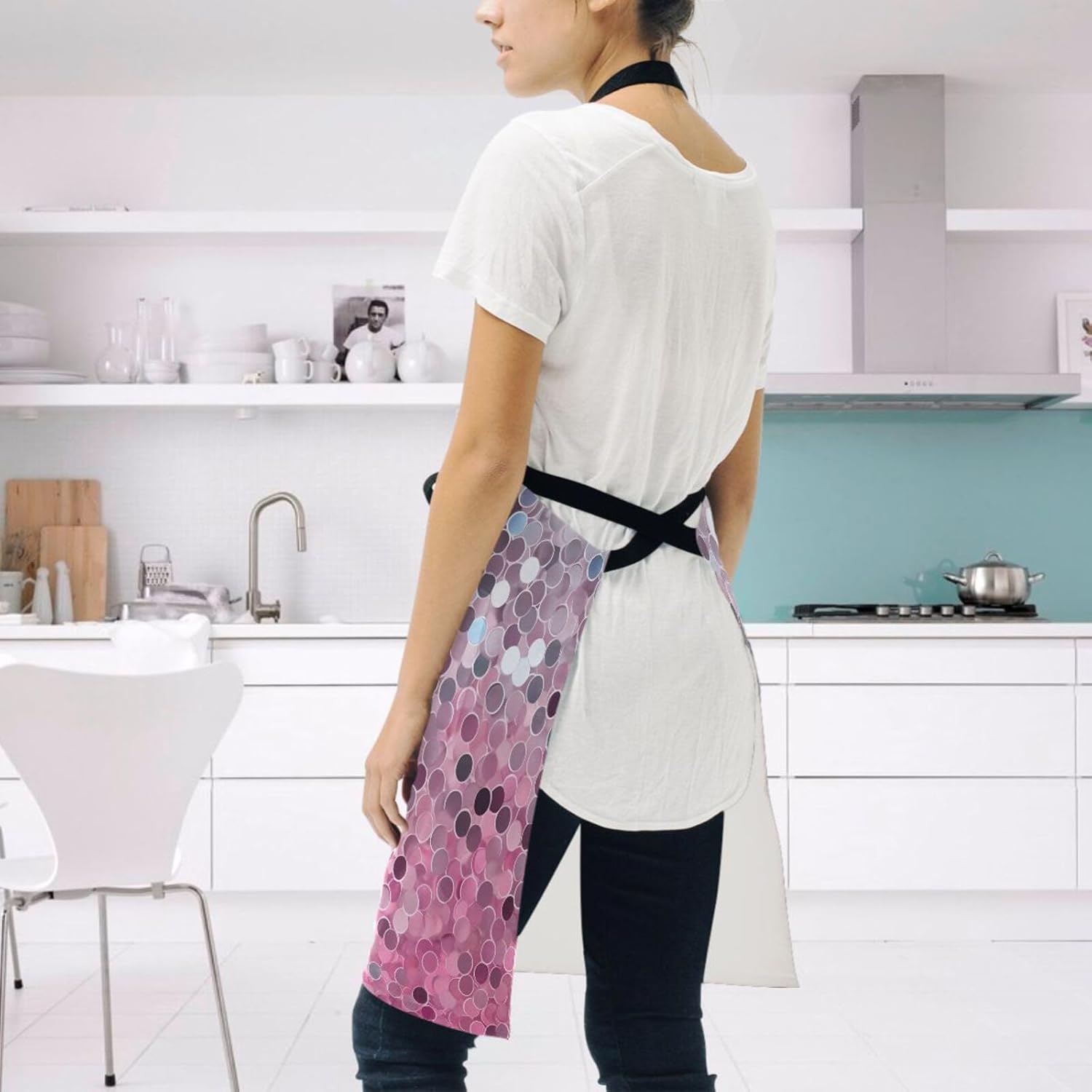 RPLIFE Delantal de barbacoa para hombre, color rosa, morado, dorado, plateado, delantal para cocinar, delantal de cocina impermeable, delantales de