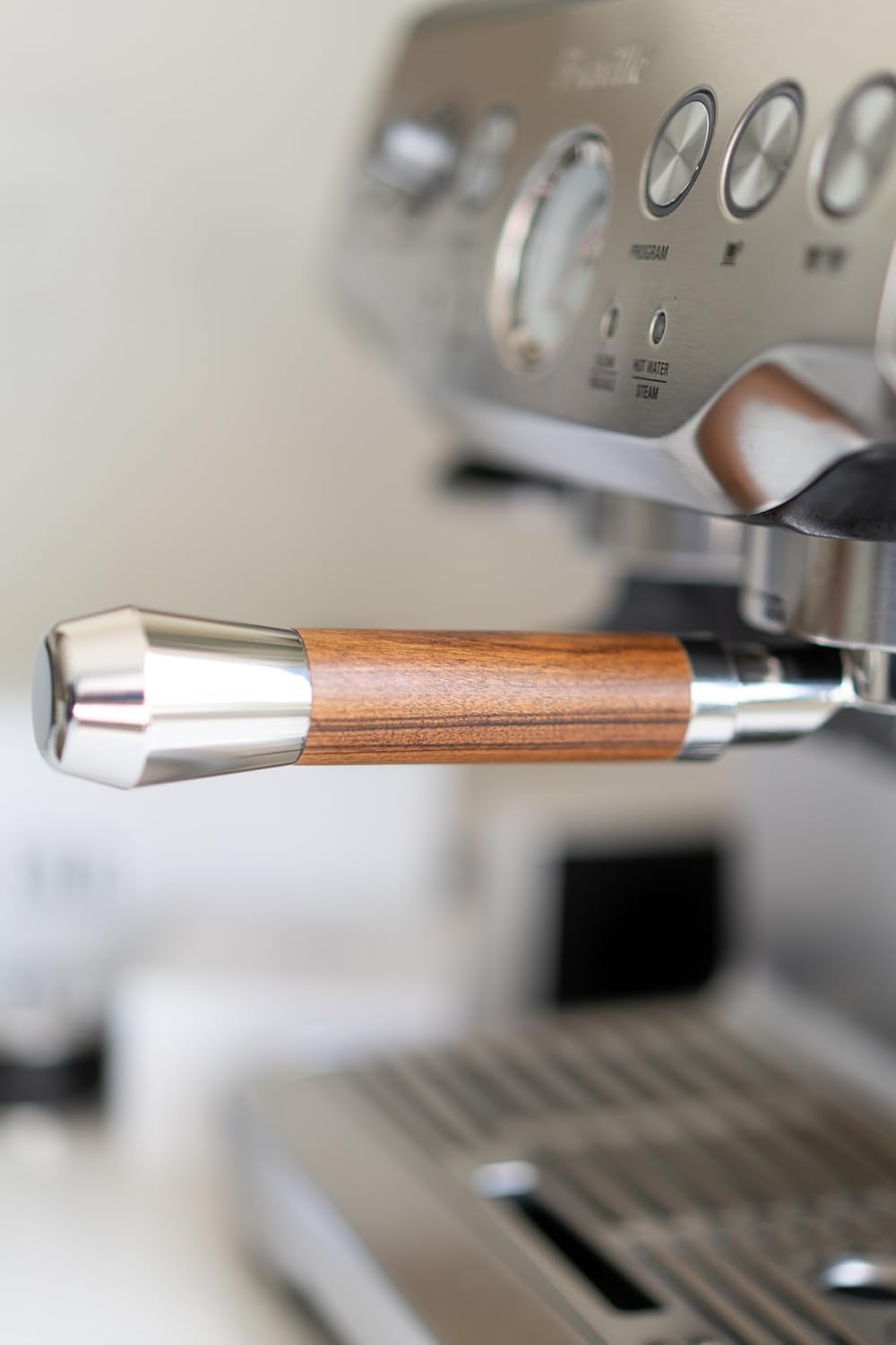 Portafiltro de 3 orejas sin fondo de 2.126 in  Compatible con máquinas Breville de 2.126 in  Mango estable (Barcino Fusion, 2.126 in Breville)