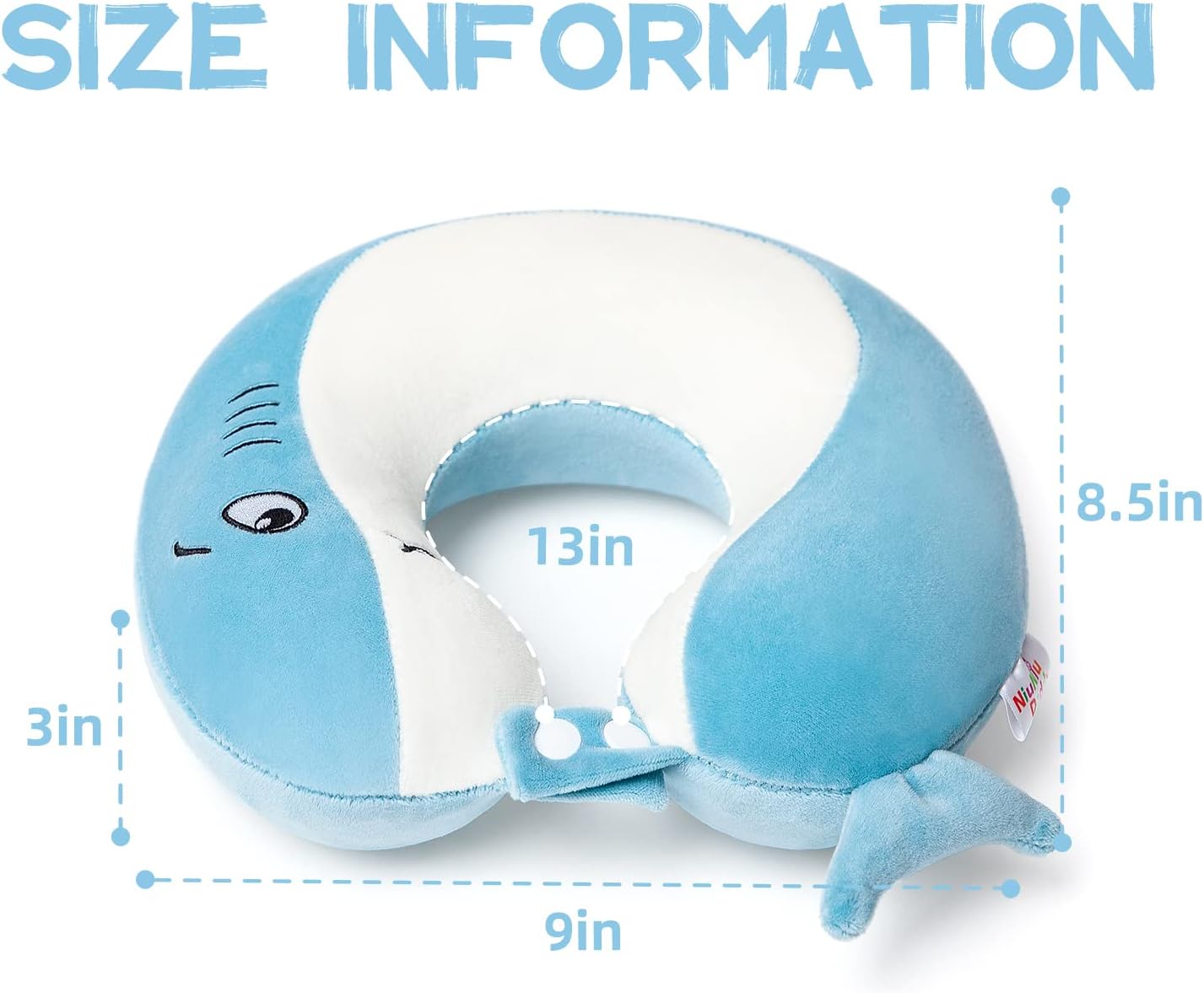 Niuniu Daddy Almohadas de viaje para niños de 3 a 8 años  Almohadas de cuello de espuma viscoelástica suaves y ajustables para avión, asiento de