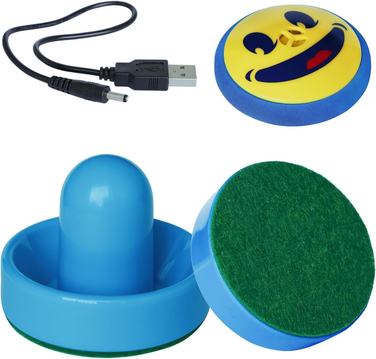 Air Hockey Pucks and Paddles – Rechargeable Floating Air Hockey Pucks for Any Flat Surface, Include a Charging Cable and Electronic Rechargeable Air