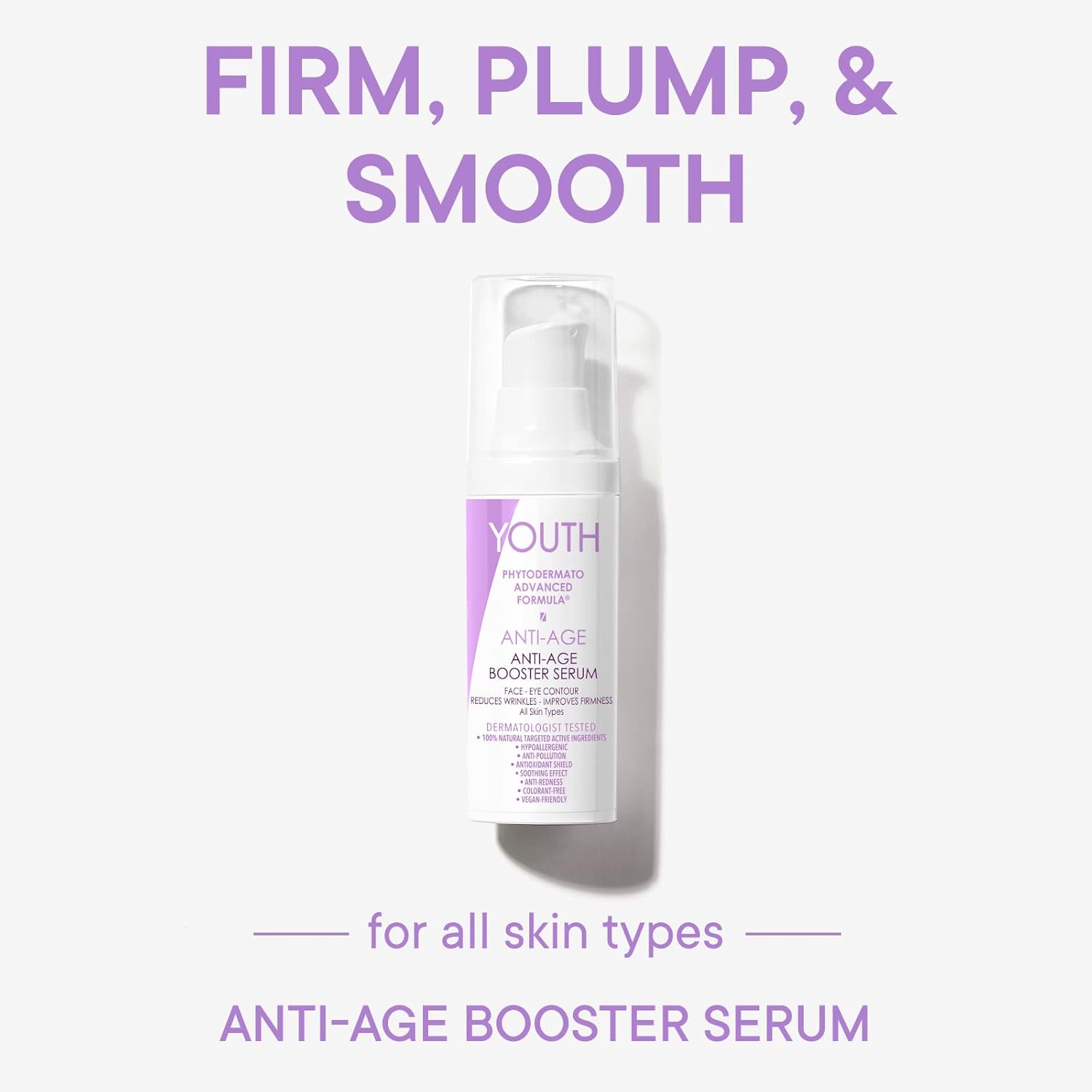 YOUTHPHYTO DERMATO Fórmula avanzada  Suero estimulante antiedad  Suero facial estimulante juvenil para mejorar la firmeza de la piel, 1.1 onzas