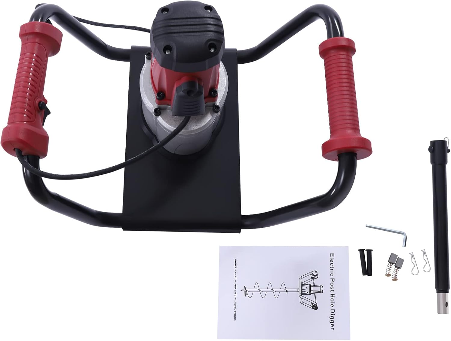 ZERNEIL Máquina eléctrica de 1500 W, perforadora de taladro ajustable de tierra de jardín de 1.6 HP con broca de 4 pulgadas, herramienta de jardín