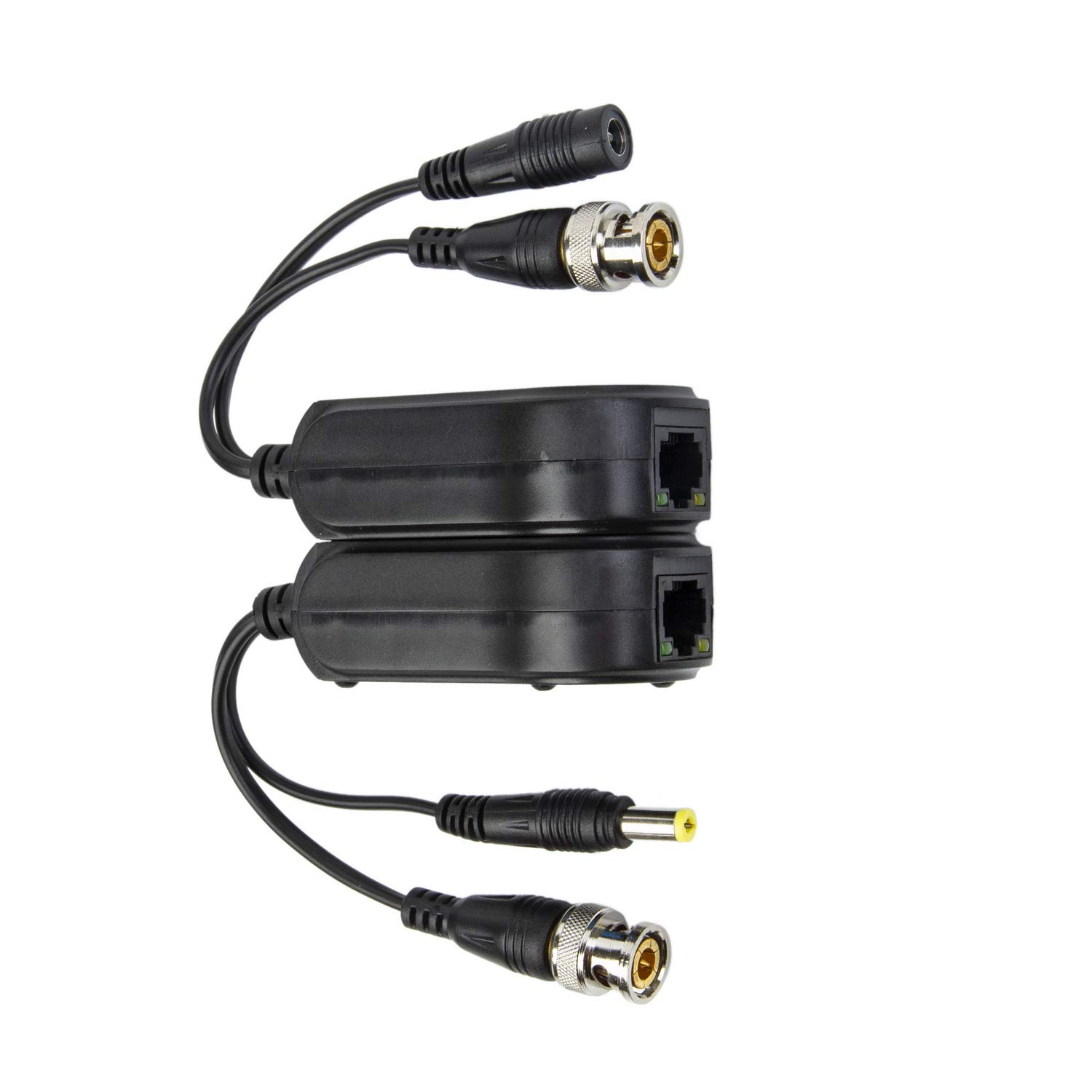 2 pares de adaptadores de vídeo pasivobalun de alimentación actualizados 1080P  5 MP BNC a RJ45 de larga distancia de red transceptor Cat5e  Cat6 a