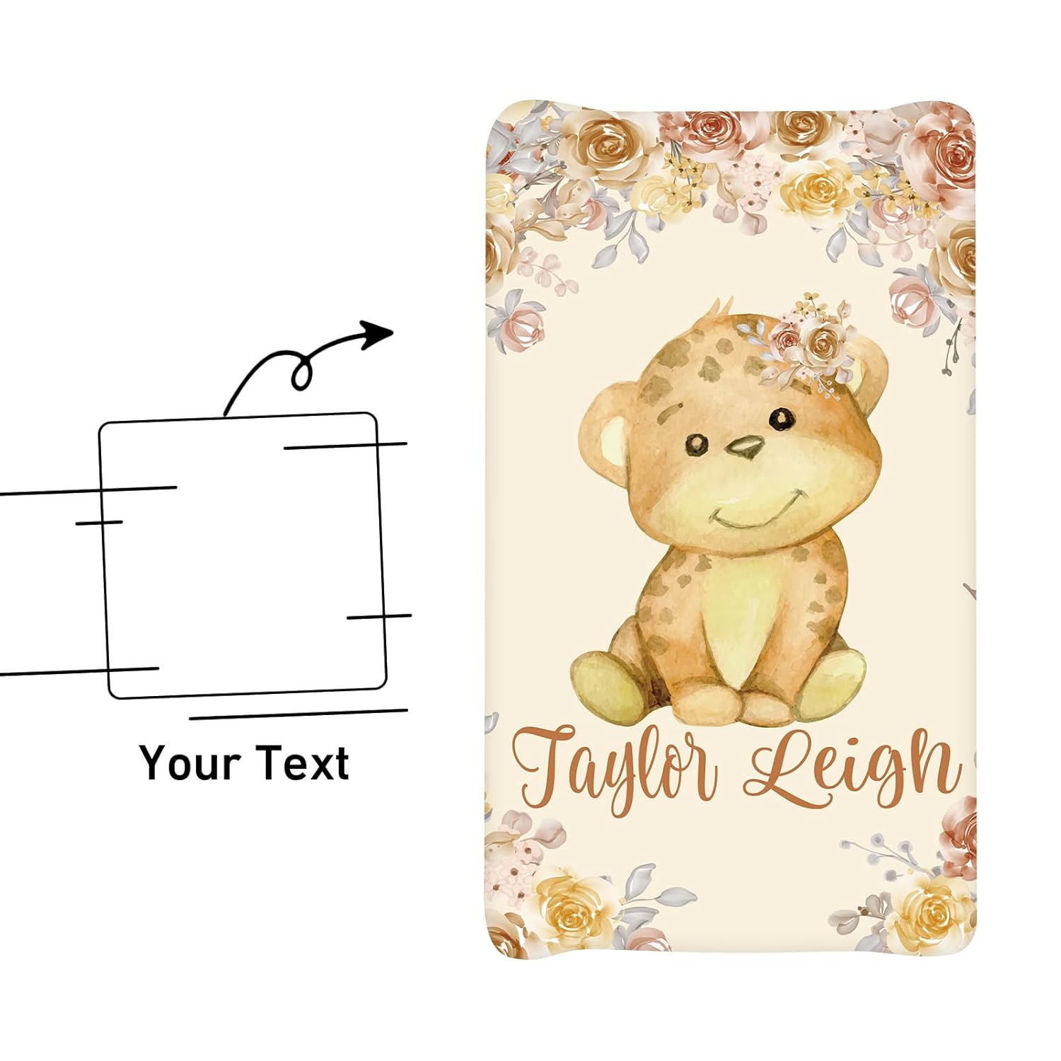 Sábanas de mesa personalizadas para cambio de pañales para cuna neutra fundas de cambiador de nombre personalizadas con bonitos estampados, 2