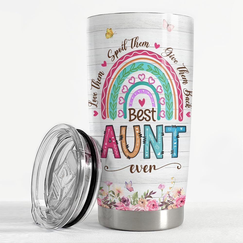 SANDJEST Vaso térmico de acero inoxidable con aislamiento térmico de 20 onzas para tía, regalo para tía, regalo para cumpleaños, Navidad