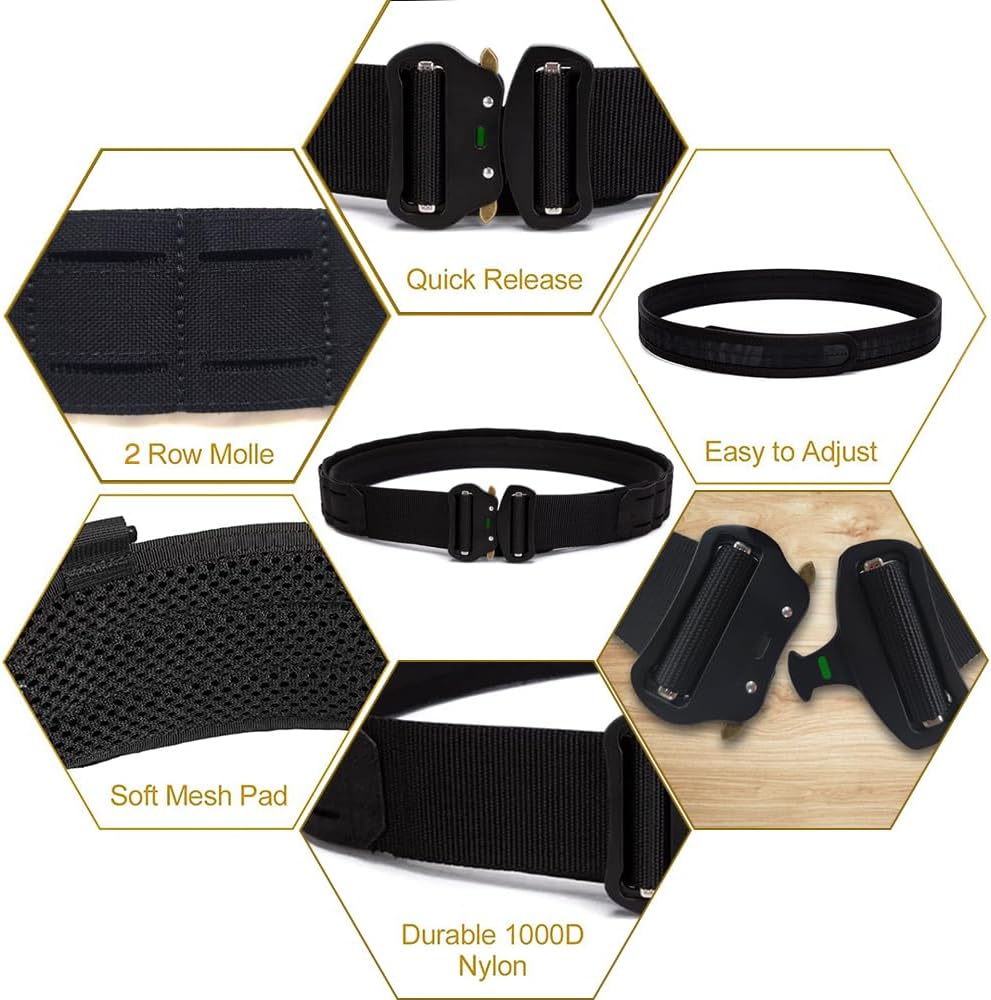 TWINFALCONS Molle Battle Belt Tactical Belt 2 Inch Law Enforcement Battle Belt Quick Release Duty Belt with 1.75″ Inner Belt