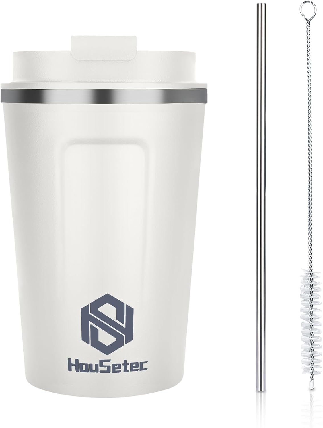 Elayce Taza de café, vasos de café con popotes y cepillos para pajillas, taza de café de viaje con tapas a prueba de fugas para mantener el agua