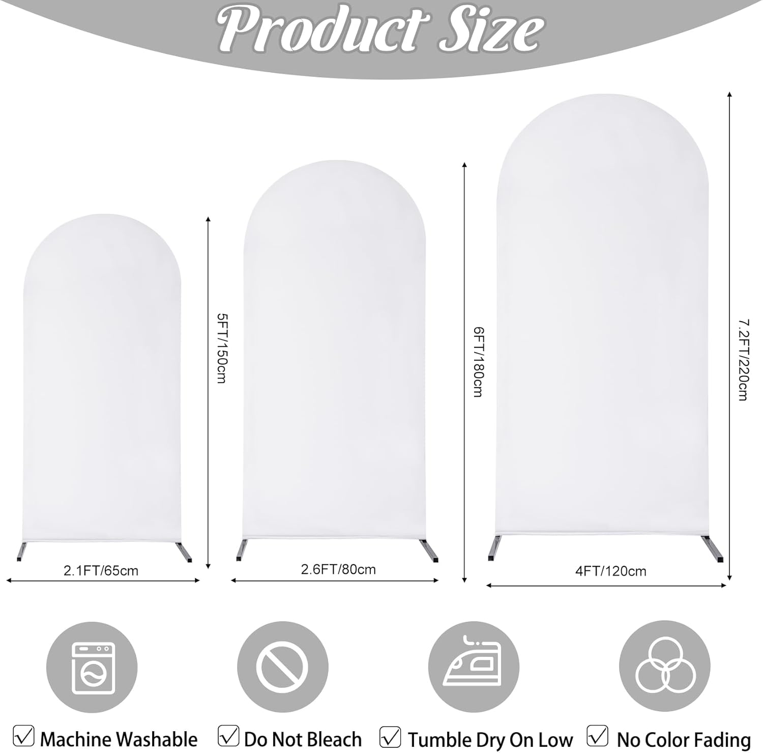 Juego de 3 fundas de elastano ajustadas para arco de boda, cubierta de fondo de arco blanco, fundas de fondo para telón de fondo de Chiara con parte