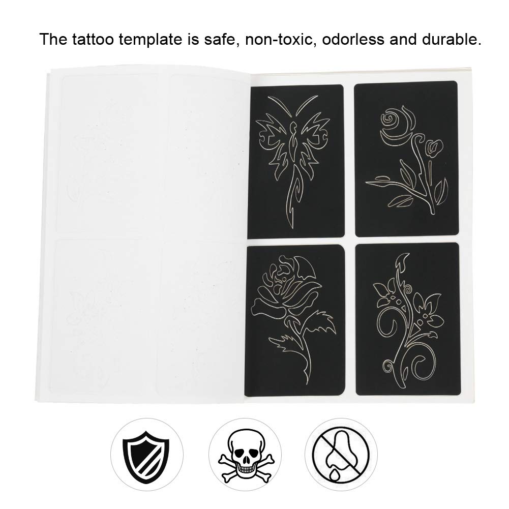 Kit de plantillas de tatuaje, plantilla de tatuaje pequeño semipermanente 118 patrones plantilla temporal aerógrafo, kit de tatuaje con purpurina,