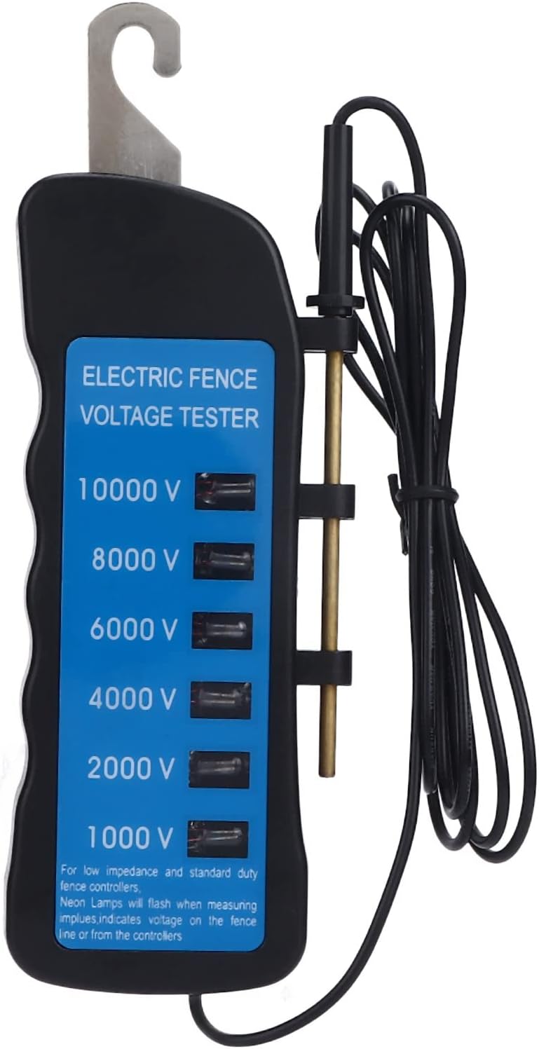 AYNEFY Probador de valla Luces indicadoras de neón Probador de valla para granjas Probador de voltaje de valla eléctrica Buscador de fallas Equipo