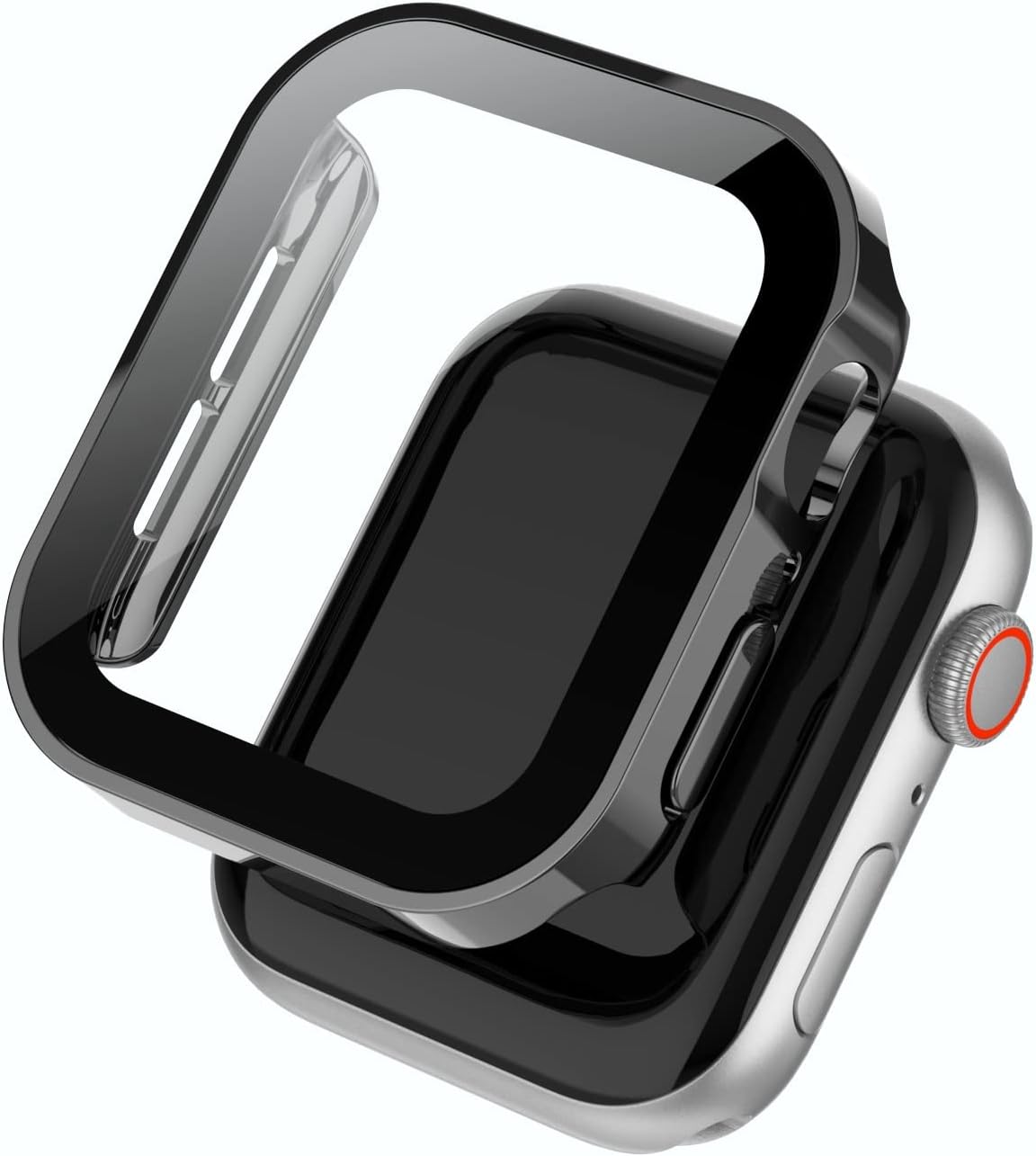 Funda y cristal para Apple Watch Serie 8 de 1.772 in, 1.614 in, 1.732 in, 1.575 in, protector de pantalla impermeable, accesorios para parachoques
