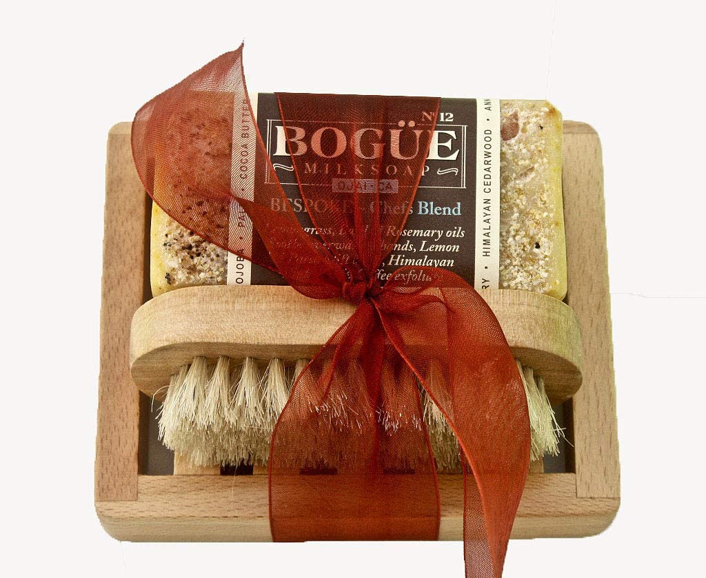 Bogue Goat Milk Soap- Himalayan Pink Salt & Coffee exfoliate, odor neutralizing Lemon & Parsley, nourishing Lemongrass, Basil, Rosemary & Cedarwood.