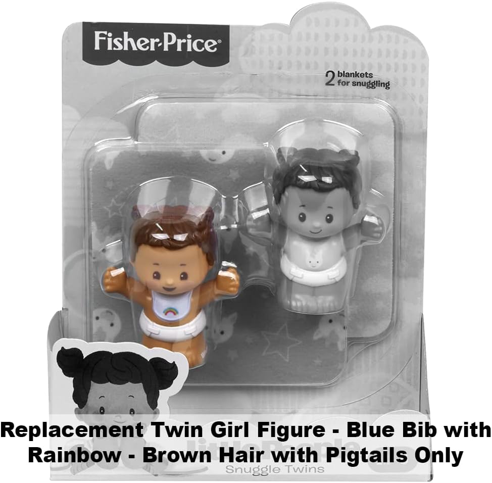 Figura de repuesto para Fisher-Price Little People Snuggle Twins Playset – GKY44  Figura de bebé  Babero con arco iris y coletas