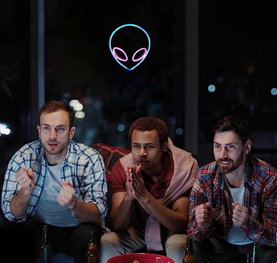 Letrero de neón de alienígena para decoración de telón de fondo con batería o USB, para decoración de habitación, letrero de neón LED para