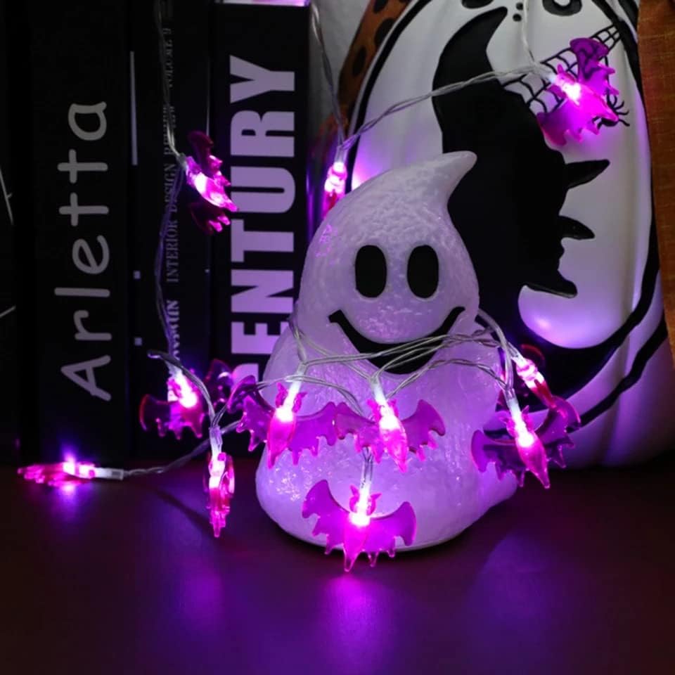 KEPATO Guirnalda de luces de Halloween, 10 pies, 20 LED, funciona con pilas, luces de decoración de Halloween para interiores y exteriores, luces de