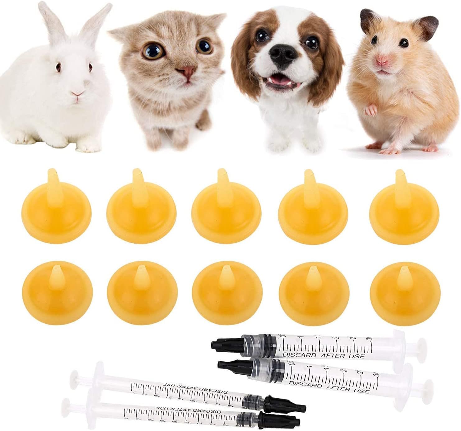 Paquete de 10 pezones de lactancia para mascotas, kit original de repuesto para alimentación de pezón para gatitos recién nacidos, cachorros,