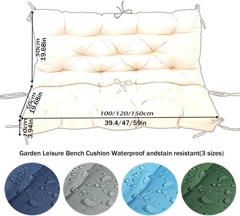 Cojines de banco de 47 x 40 pulgadas, cojines de repuesto para asiento de 2 a 3 plazas, impermeables, de 5 pulgadas, cojines de sofá biplaza para