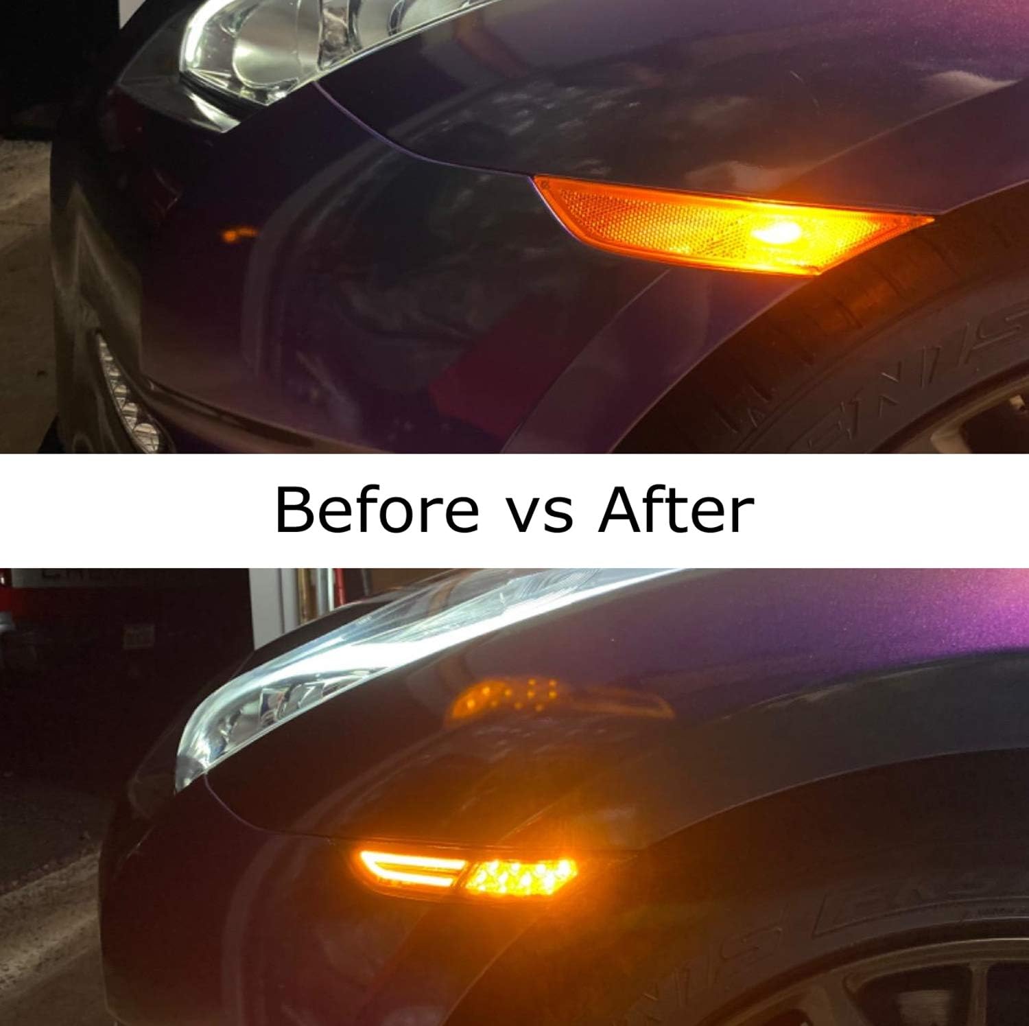 iJDMTOY JDM – Kit de luz de marcador frontal y lateral frontal con lente ahumada 3D ámbar, compatible con Nissan GT-R 2007 en adelante, alimentado