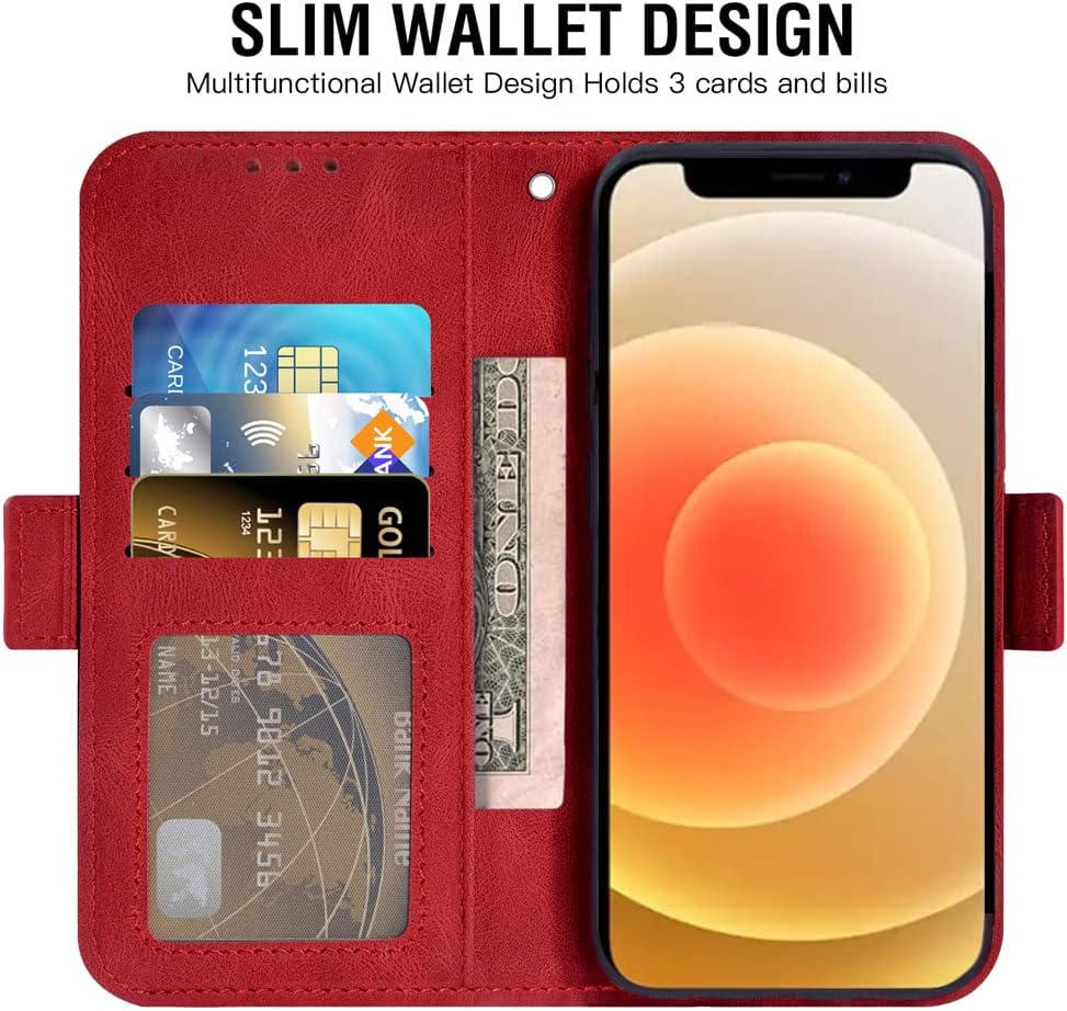 Asuwish Compatible con iPhone 12 Mini 5.4 Funda tipo cartera y protector de pantalla de vidrio templado, soporte de ranura para tarjetas, soporte