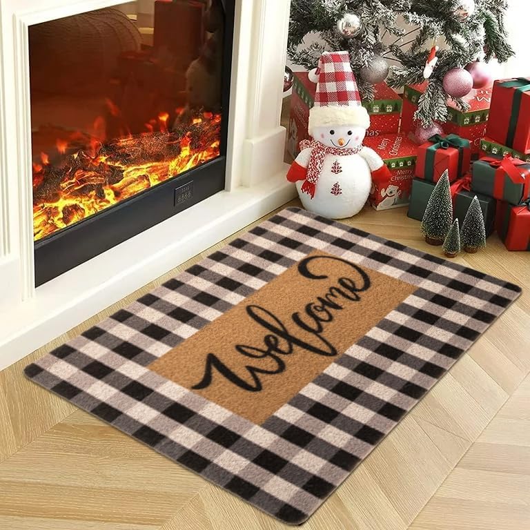 Felpudos de bienvenida de Navidad, tapetes de fibra de coco  Tapete antideslizante para puerta delantera, estación, invierno, Navidad, vacaciones,