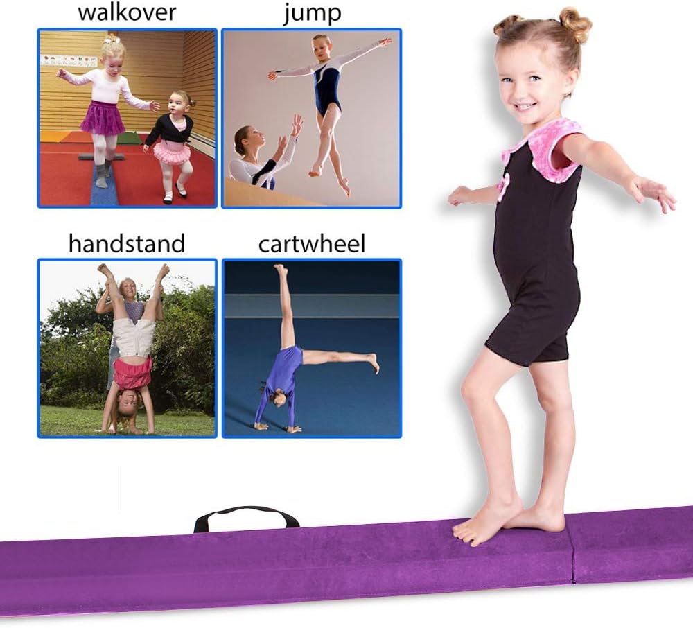FBSPORT Haz de equilibrio de 8 pies9 pies10 pies equipo de gimnasia plegable para niños y adultos, base de goma antideslizante, viga de gimnasia