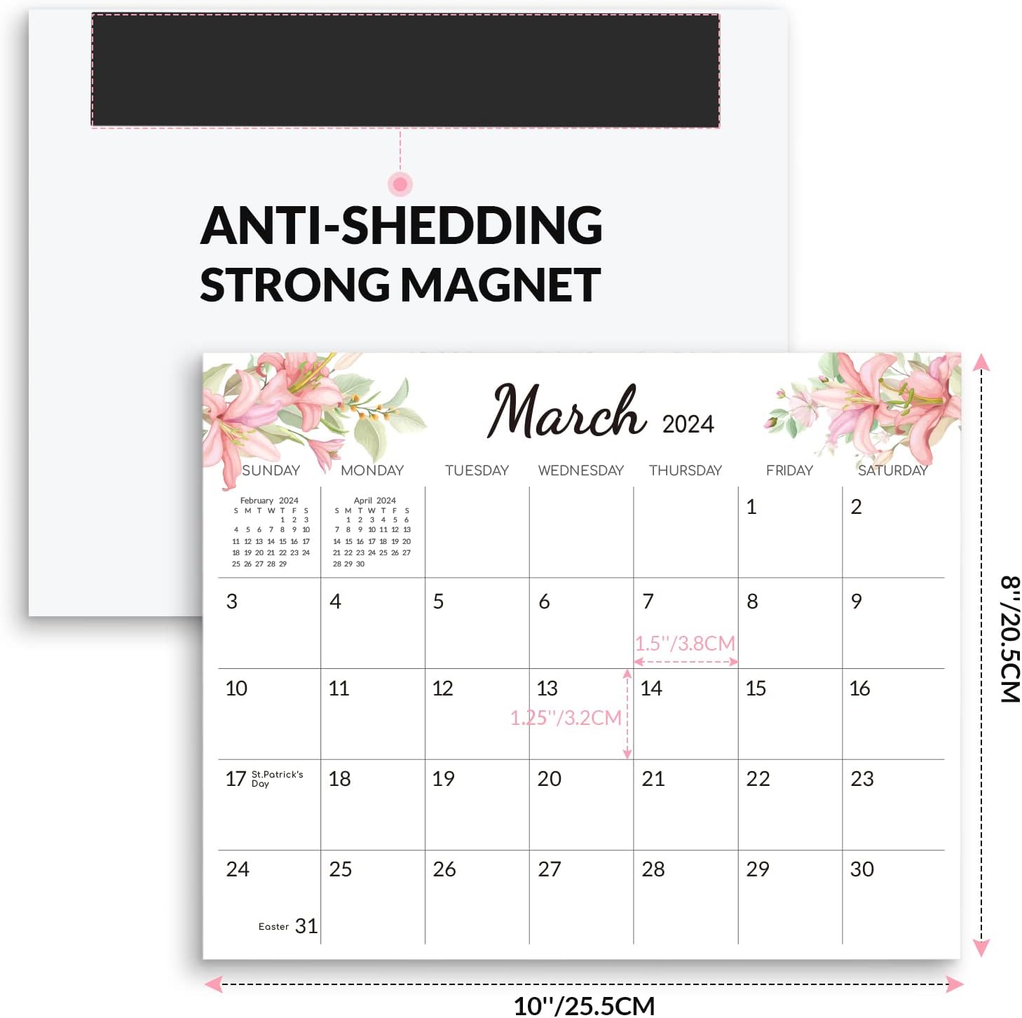 Magnetic Calendar for Refrigerator, 10″x 8″ Fridge Calendar from JAN. 2024- DEC. 2025,Paper Calendar 2024-25 Prefect for Planning and Organizing