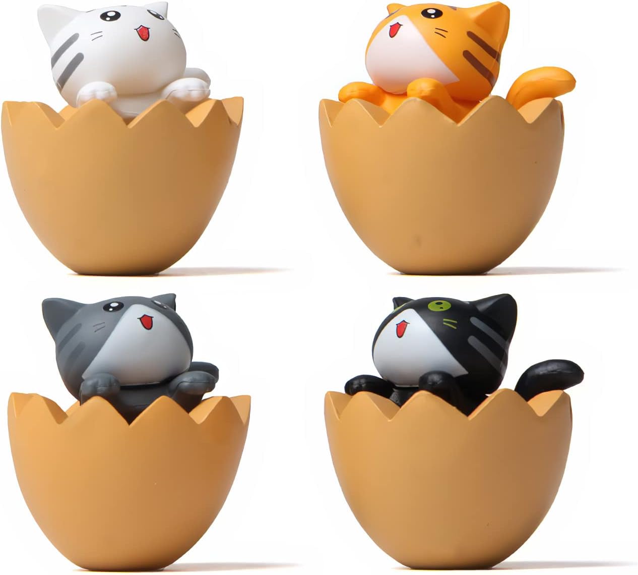 Juego de estatua de gatito, juego de 4 figuras de gato de lujo, lindas figuras de gato, decoración de pasteles de fiesta de cumpleaños, decoración