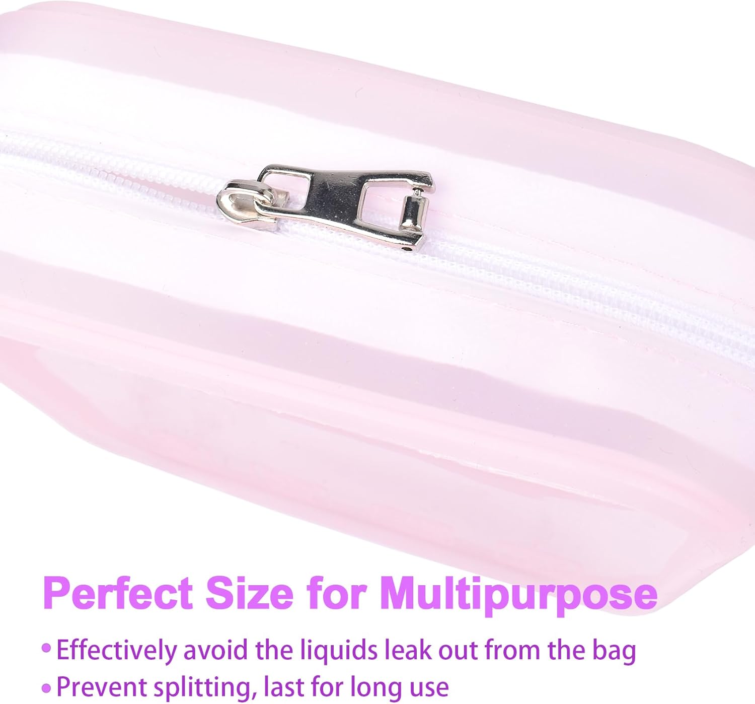 CEYAZYE Bolsas de maquillaje transparentes de silicona, bolsas de viaje portátiles para artículos de tocador, bolsa de aseo de viaje con
