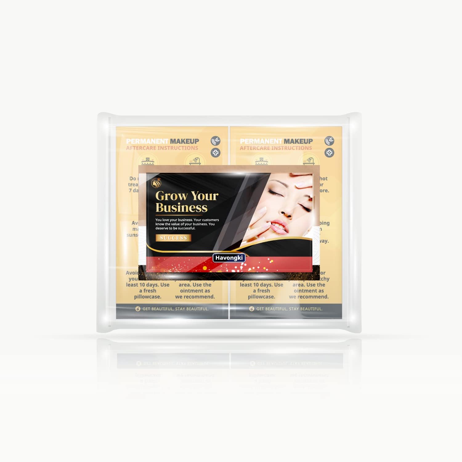 Paquete de 100 unidades – 2 x 3.5 pulgadas de maquillaje permanente de alta calidad, instrucciones de cuidado posterior suministros de PMU para