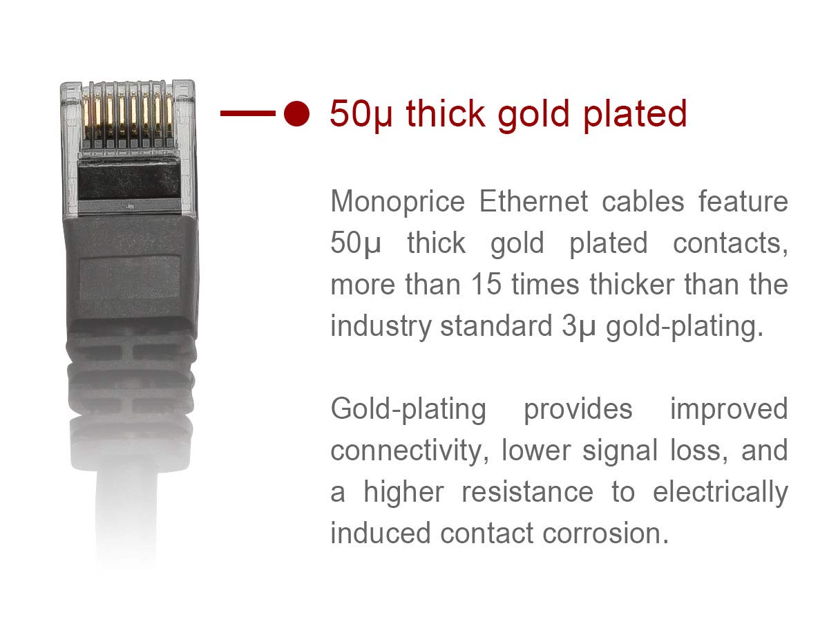 Monoprice – Cable de red de cobre desnudo, 6 metros, serie FLEXboot 24AWG Cat6 550 MHz, UTP Ethernet, gris (109786), Amarillo