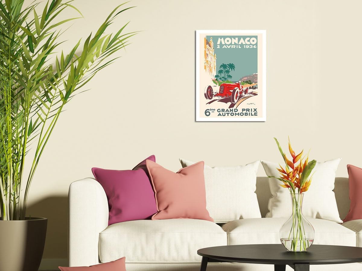 6 Gran Premio de Mónaco 1934 – Fórmula 1 – Póster de carreras de coches vintage por Géo Ham (Georges Hamel) – Impresión artística maestra (sin