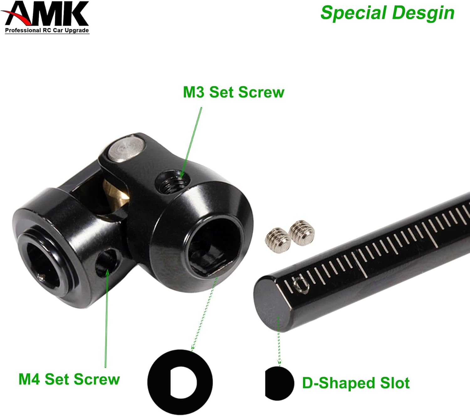 AMK Eje de transmisión SCX10 con rayas separables de 2.677-9.016 in de acero inoxidable TRX4 para 110 RC Crawler Sportys Scalers GSPEED Axial Capra